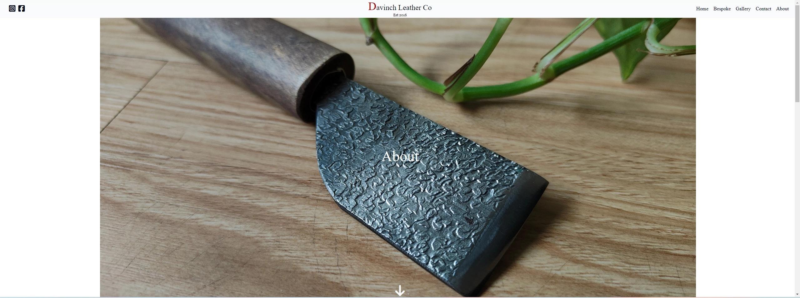 screenshot of Davinch Leather Website