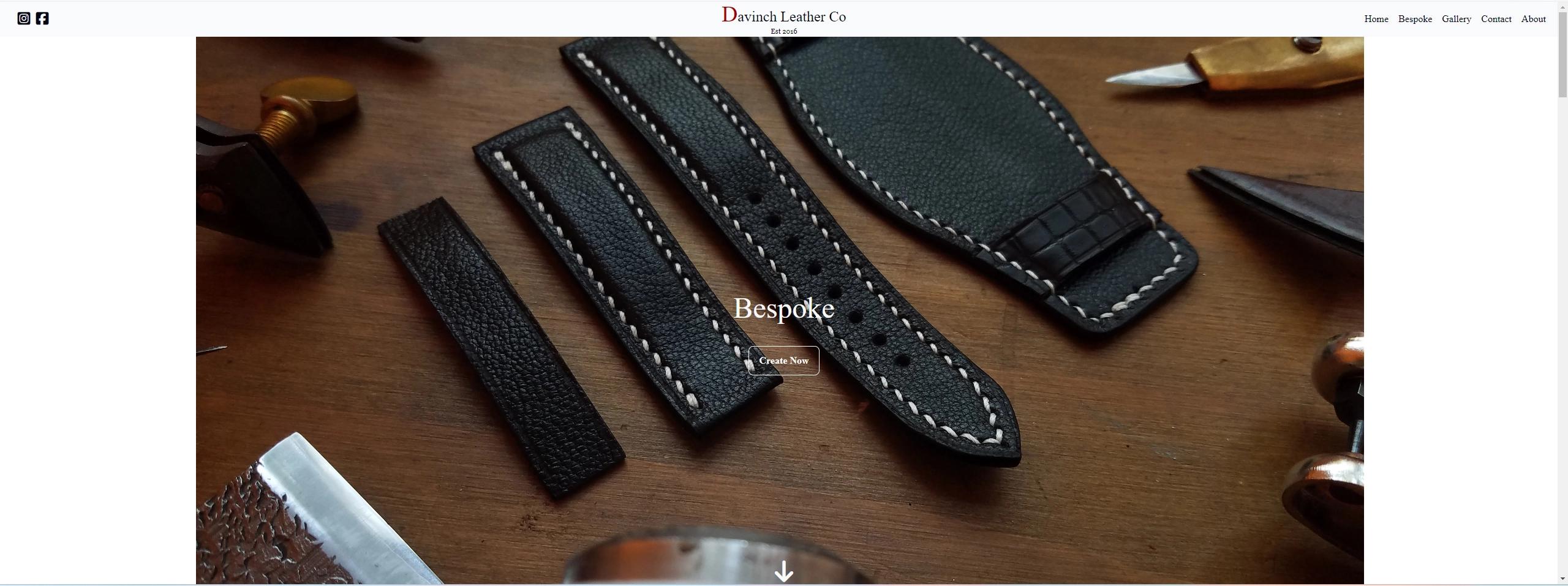 screenshot of Davinch Leather Website