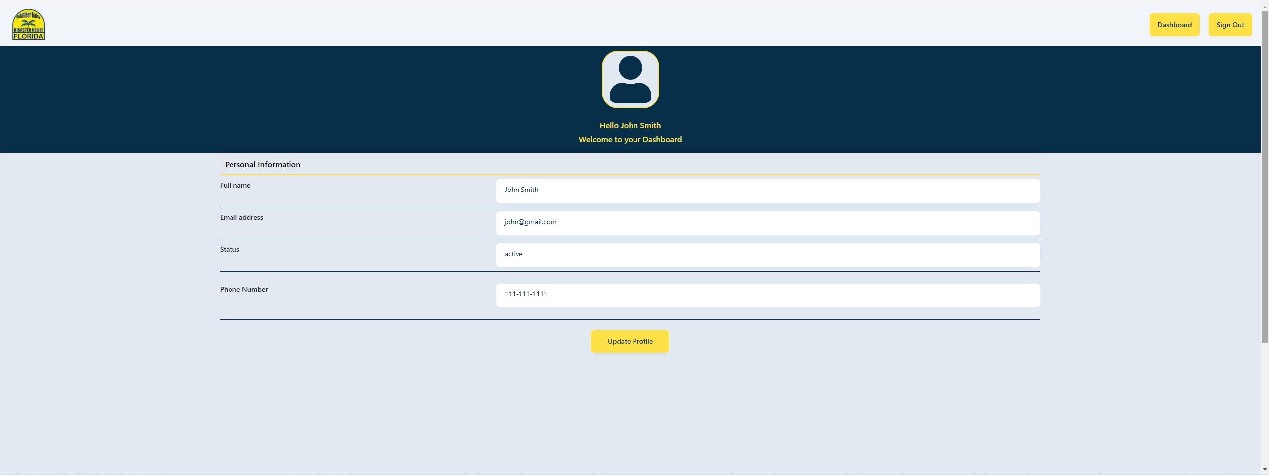 screenshot of Relief Web App